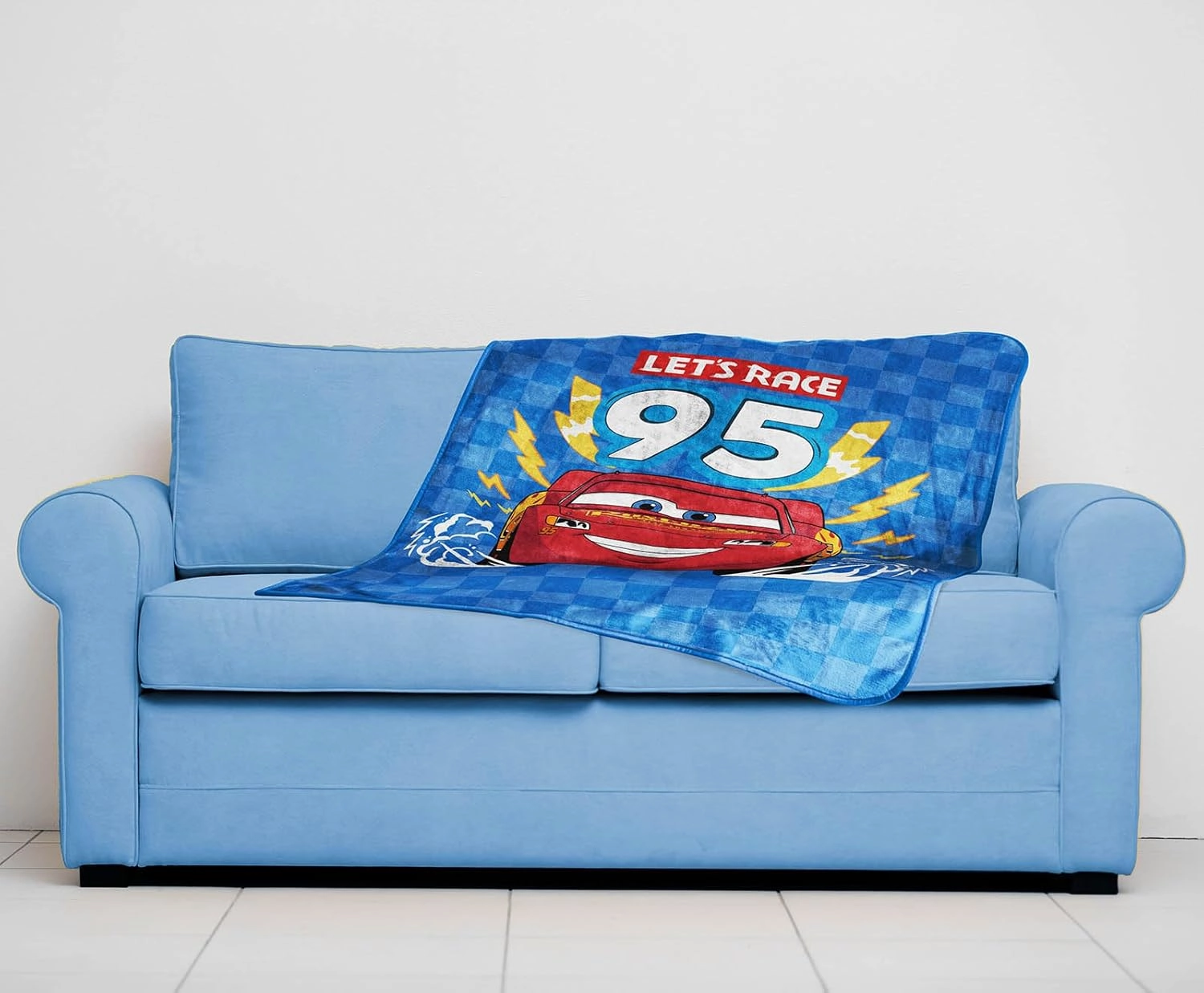 Sunny Side Up Disney Pixar Cars Plush Travel Throw Blanket - Measures 40 x 50 Inches - Super Soft & Cozy Travel Accessories Features Lightning McQueen