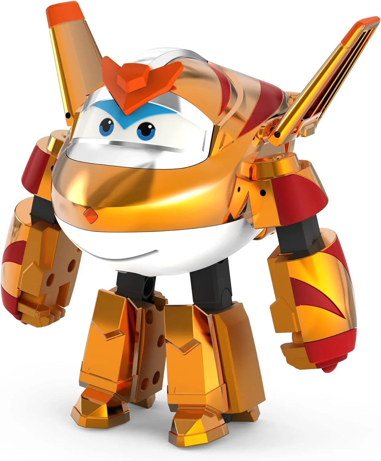 Super Wings 5" Transforming Golden Boy, Airplane Toys Vehicle Action Figure, Transforming Plane to Robot, Birthday Gifts for 3 4 5 Year Old Boys Girls Preschool Kids, Gold
