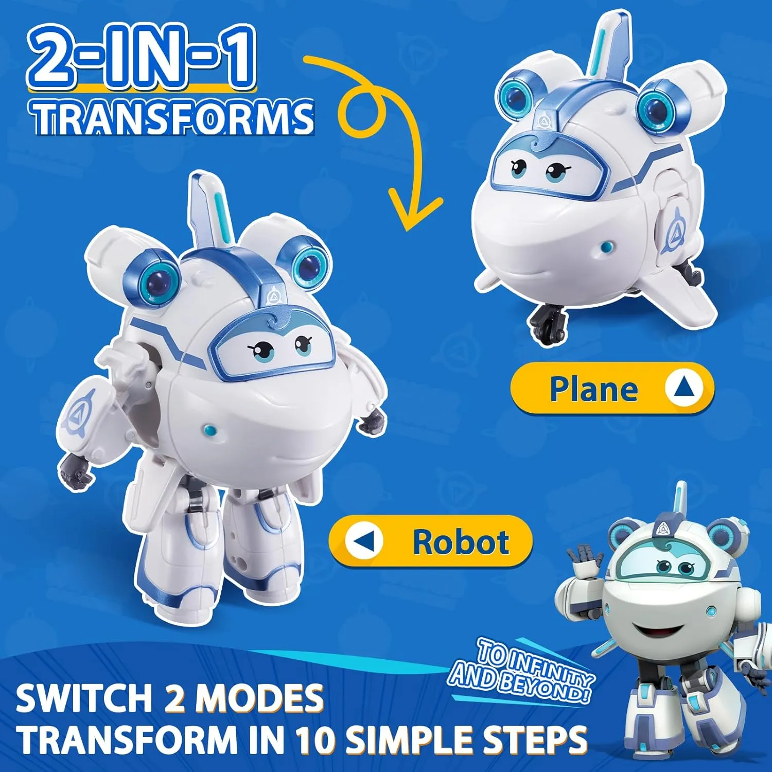 Super Wings Transformable Toys 5" Action Figure Supercharged Tobot Astra, 2 in 1 Rescue Bots Transforming Airplane Robot Toy, Educational Toy for Boys and Girls Age 3 , Gifts for Preschool Kids