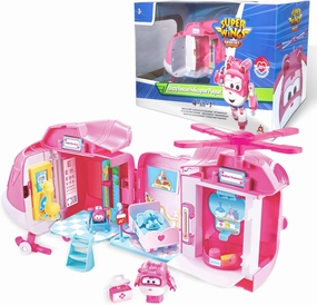 Super Wings Dizzy Rescue Helicopter Hospital Playsets，Airplane Pet Care Play Sets Doctor Kit for Kids 3-5, 20  Accessories Pretend Dr Kit for Toddlers, Gifts for Girls Boys 3-7 Years Old