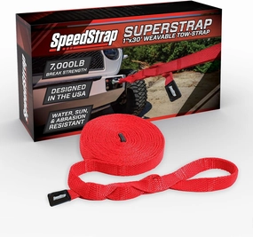 SuperStrap Weavable Recovery Tow Strap 1" x 30' - Heavy Duty 7,000 lb Break Strength, Emergency Towing Rope for Offroad 4x4, Car, SUV, ATV, Boat