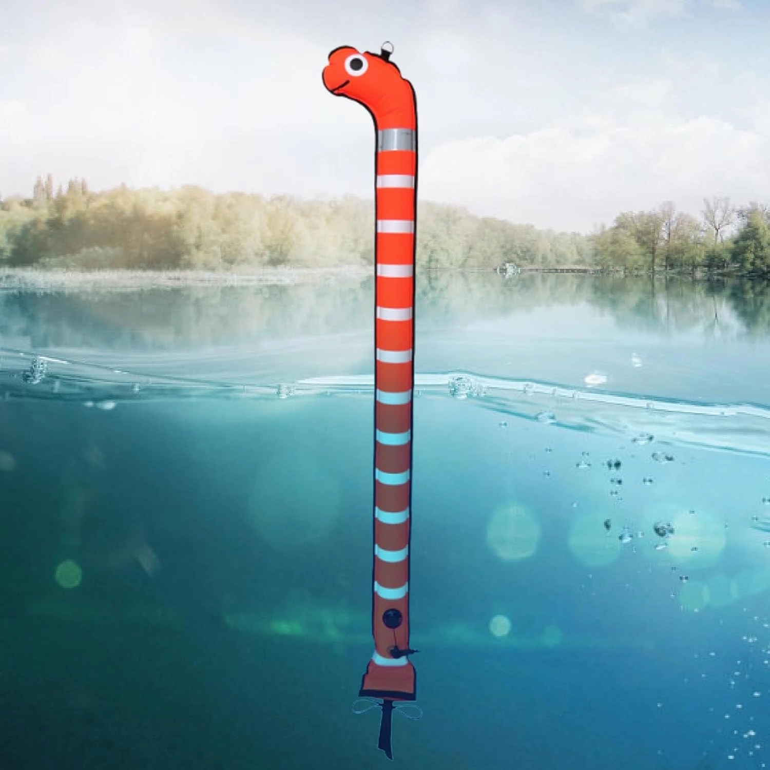 Surface Marker Buoy Inflatable Tube Water Sports with Reflective Strip Marking Location of Divers Surface Marker Tube