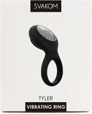 Svakom Tyler Rechargeable Vibrating Silicone Cock Ring, Black