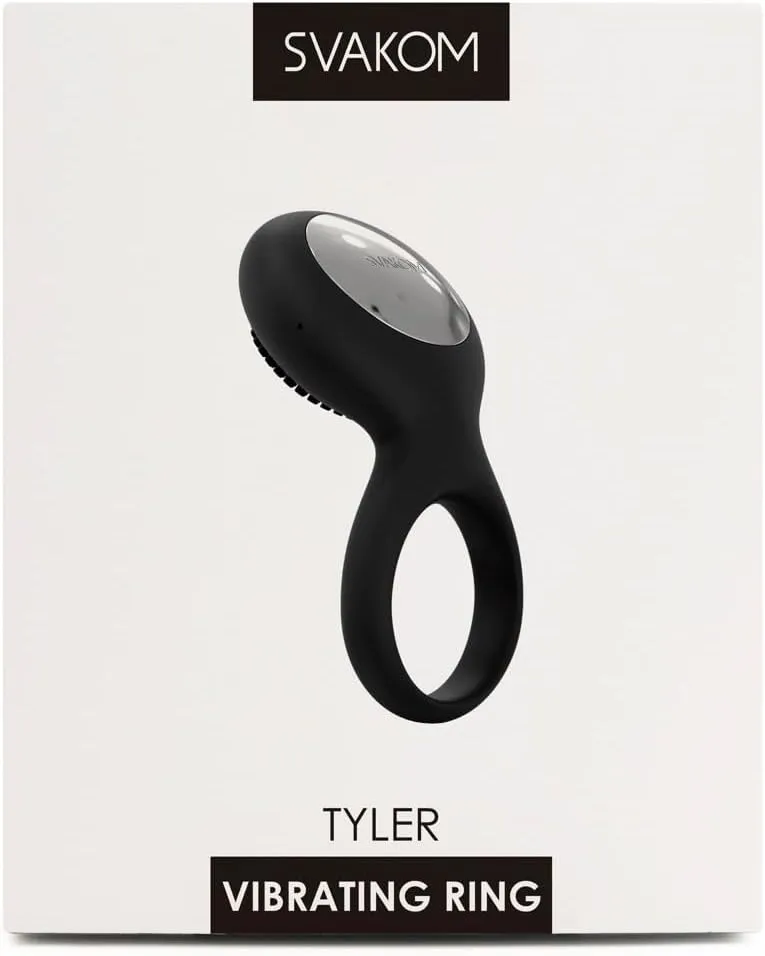 Svakom Tyler Rechargeable Vibrating Silicone Cock Ring, Black