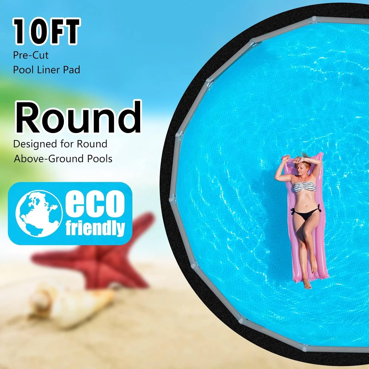 Svepndic 10ft Thickened Round Pool Liner Pad for Above Ground Swimming Pools,Swimming Pool Ground Cloth Above Ground Pool Mat Under Pool Floor Padding,Pool Equipment Pad