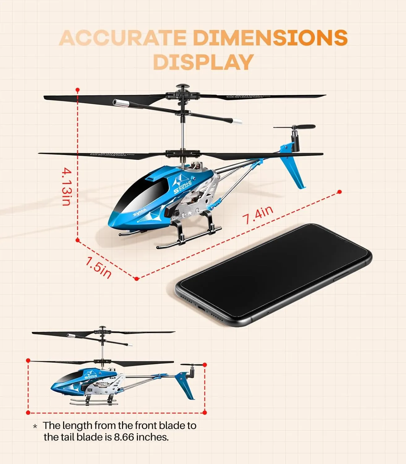 SYMA Remote Control Helicopter, S107H-E RC Helicopter with One Key take Off/Landing, High & Low Speed and Durable Alloy Design, Gift Toy for Kids and Beginners