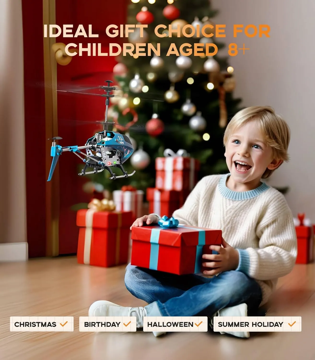 SYMA Remote Control Helicopter, S107H-E RC Helicopter with One Key take Off/Landing, High & Low Speed and Durable Alloy Design, Gift Toy for Kids and Beginners