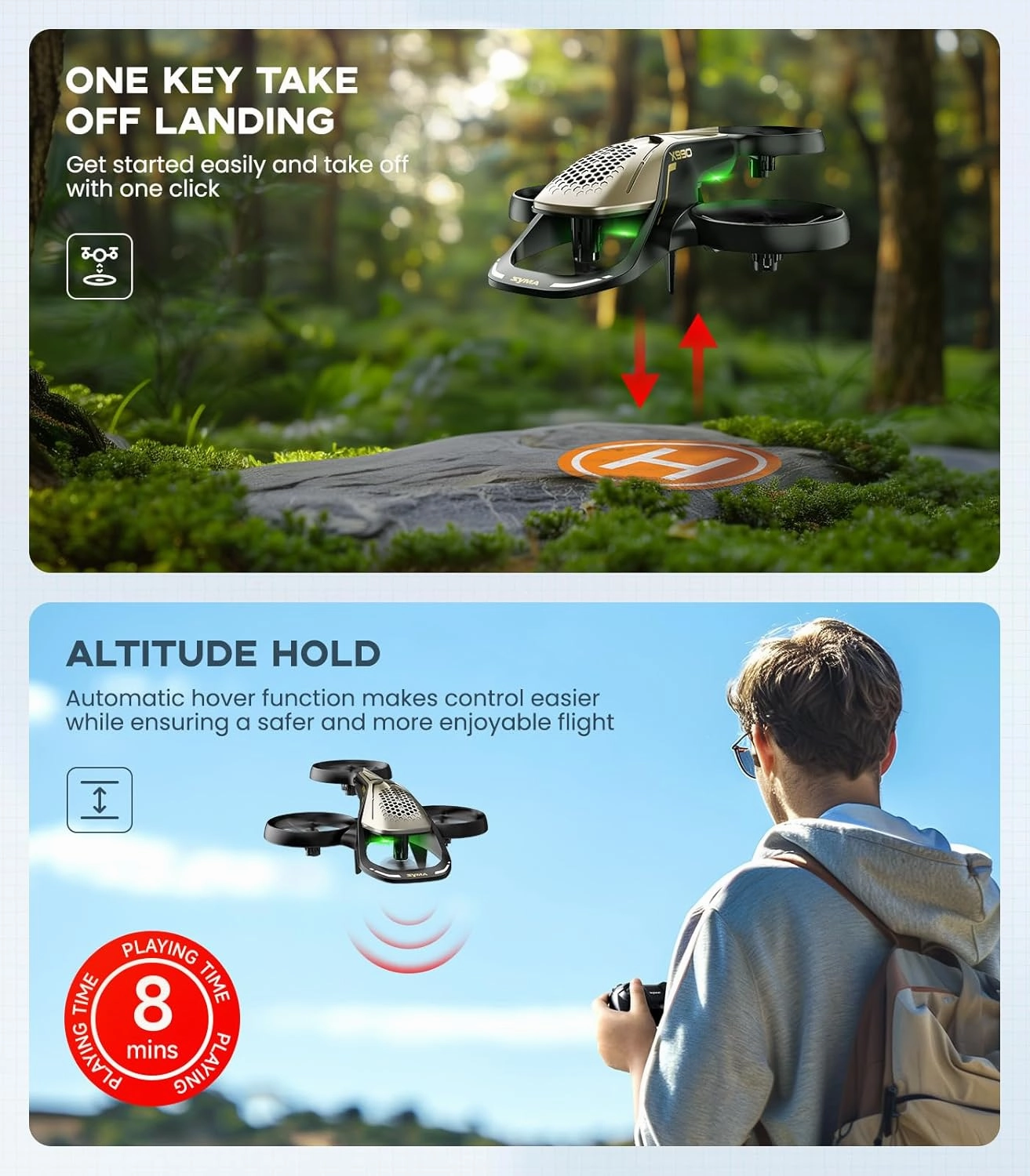 SYMA X990 Remote Control Helicopter, Aerobatic Airplane Toy for Kids, RC Drone with Altitude Hold and Safety Propeller Protection Cover,9 in Length