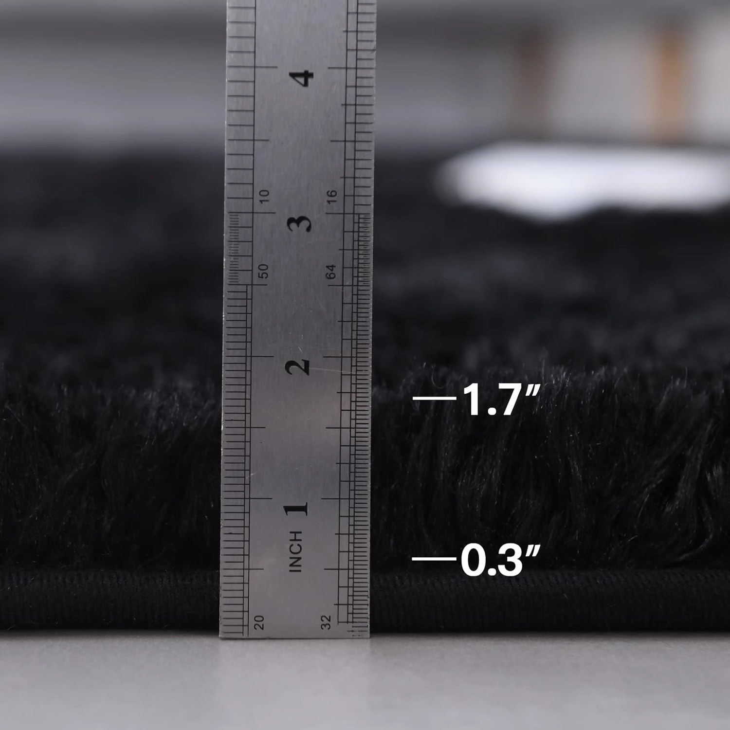 TABAYON Luxury Shag Area Rug, 3x5 Feet Black Rectangle Plush Fuzzy Rugs, Non-Slip Shaggy Furry Carpets for Kids Room Bedroom