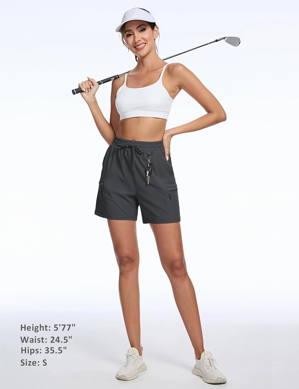 TACVASEN Women's 5" Hiking Cargo Shorts Lightweight Water Resistant Athletic Shorts with Zipper Pockets Golf Summer