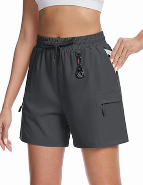 TACVASEN Women's 5" Hiking Cargo Shorts Lightweight Water Resistant Athletic Shorts with Zipper Pockets Golf Summer
