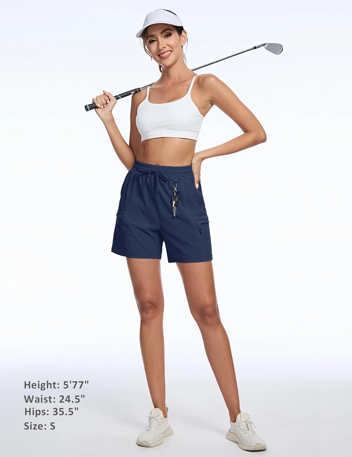 TACVASEN Women's Hiking Cargo Shorts Lightweight Water Resistant 5" Athletic Shorts with Zipper Pockets Golf Summer