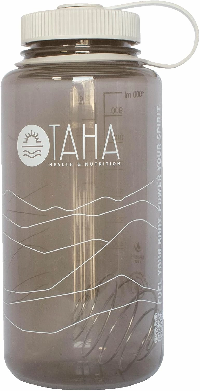 Taha Health & Nutrition Sustain Cotton Protein Shaker Water Bottle | BPA, BPS & Phthalates Free | Material Derived from 50% Plastic Waste | Wide Mouth | Shaker Ball, 32OZ