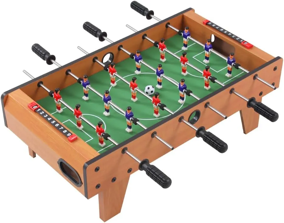 TALLO 27" Foosball Table, Wooden Football Game Set for Adults & Kids w/ 2 Footballs & 18 Soccer Keepers for Family Night, Game Room, Parties, Portable Tabletop Soccer Game