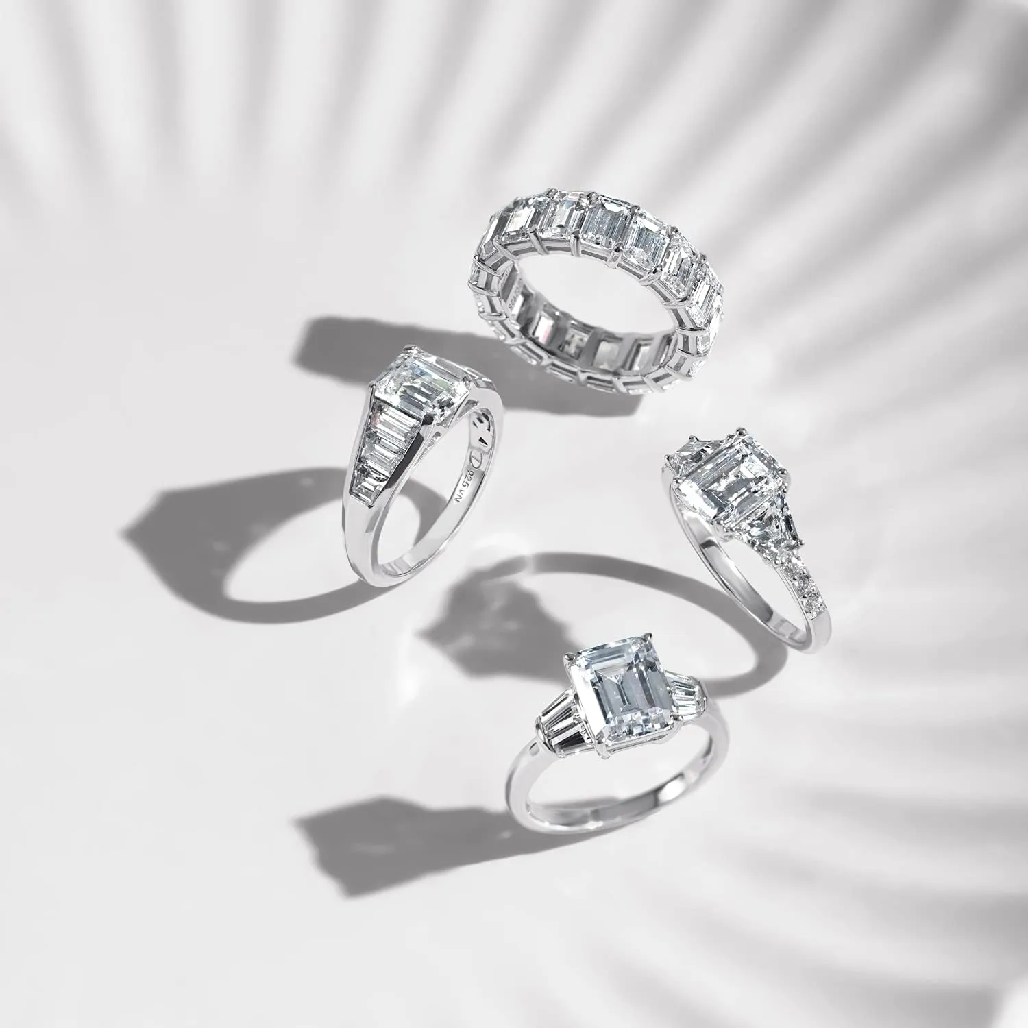 Tapered Baguette & Emerald Cut Ring 925 Sterling Silver Single Prong Set Engagement Ring Band | 4.00 Carats Cubic Zirconia CZ Simulated Diamond