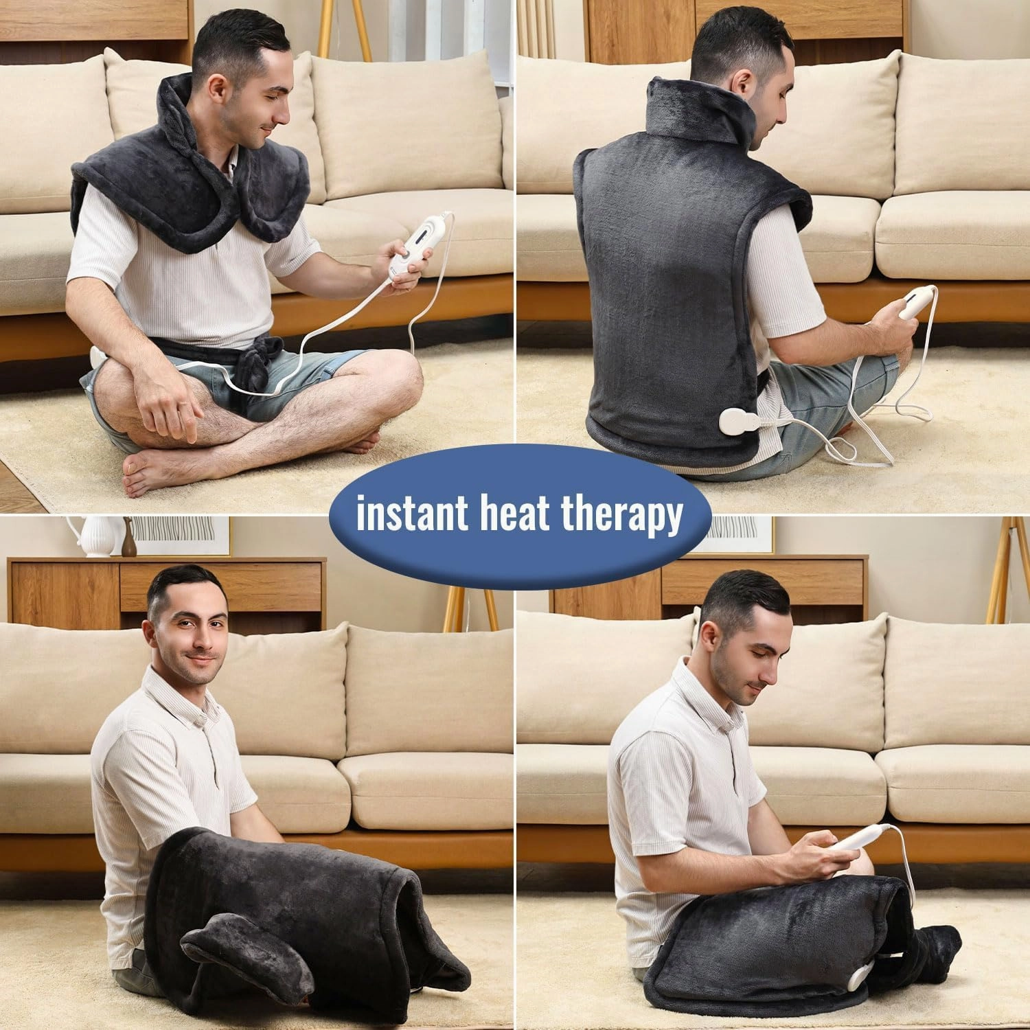 Tefici Heating Pad for Back Pain,Mothers Day Gifts，Birthday Gifts for Men Mom Dad，24'' x33'' Fast Heating, FSA HSA Eligible,Electric Heat Pad，2H Auto-Off,Neck and Shoulder Heat Pad,ETL Certified,Gray