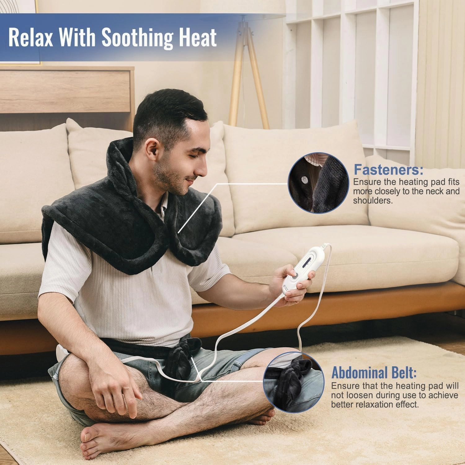 Tefici Heating Pad for Back Pain,Mothers Day Gifts，Birthday Gifts for Men Mom Dad，24'' x33'' Fast Heating, FSA HSA Eligible,Electric Heat Pad，2H Auto-Off,Neck and Shoulder Heat Pad,ETL Certified,Gray