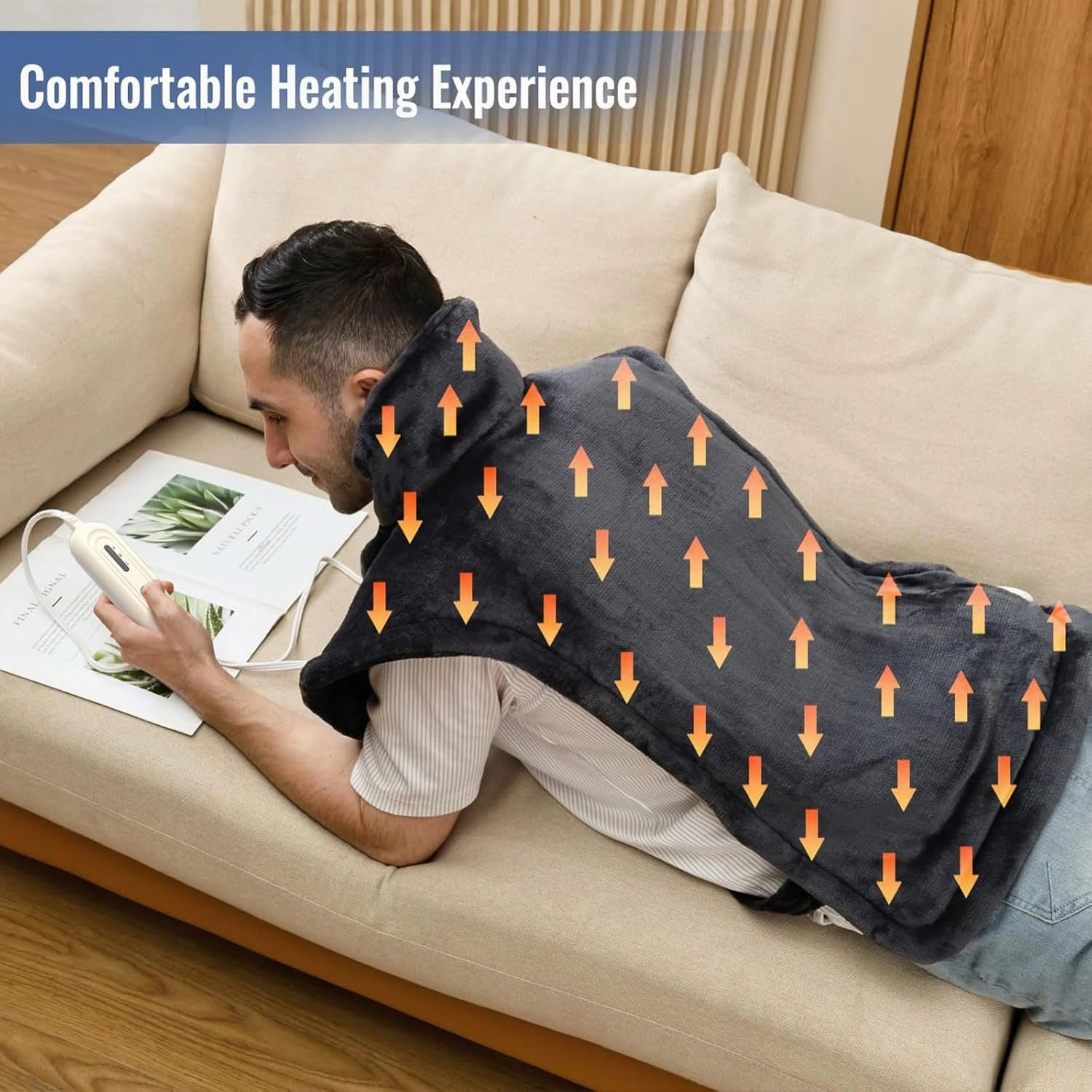 Tefici Heating Pad for Back Pain,Mothers Day Gifts，Birthday Gifts for Men Mom Dad，24'' x33'' Fast Heating, FSA HSA Eligible,Electric Heat Pad，2H Auto-Off,Neck and Shoulder Heat Pad,ETL Certified,Gray