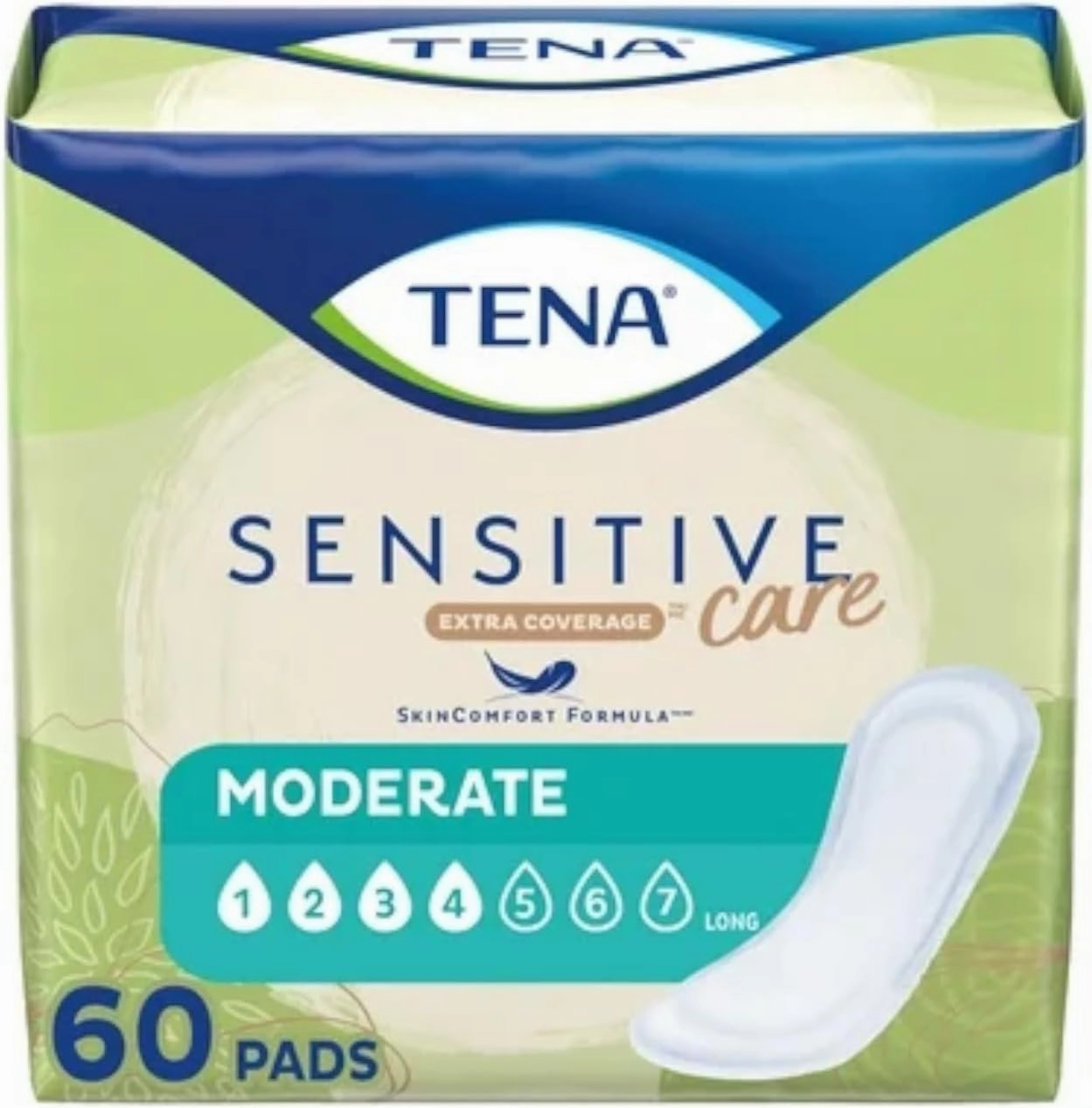 TENA Sensitive Care Moderate Bladder Leakage Pad for Women, Moderate Absorbency, Long Length, (60 Total - 3 Pack)