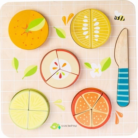 Tender Leaf Toys - Citrus Fractions - Math Learning Wooden Toys, Sorting Toys - Educational Game for 18m 