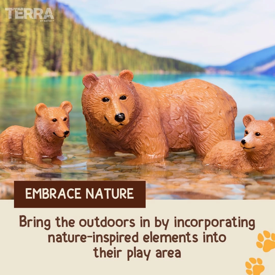 Terra by Battat – 4 Pcs Brown Bear Family Set – Realistic Plastic Animal Figurines – Zoo Animal Toys for Kids and Toddlers 3 