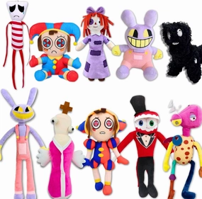 The Amazing Digital Circus Plush Toys - 10 Pieces Plush Stuffed Toys for Kids!- Zooble, Ragatha, Pomin, Gangle, Kinger, Jax, Cain and More!- Great Gift for TV Show Fans (10 Pcs)