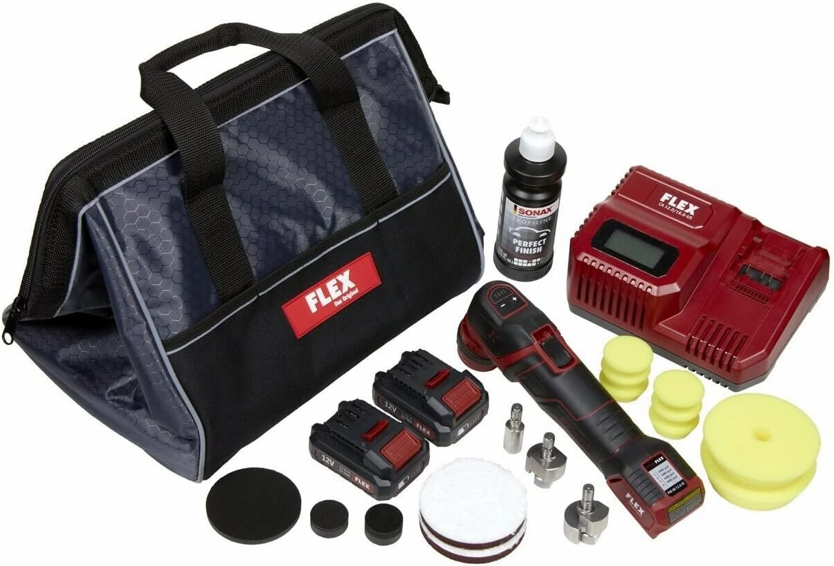 The Clean Garage Flex PXE 80 Cordless Mini Nano Polisher Kit | Polish and 10 Pads