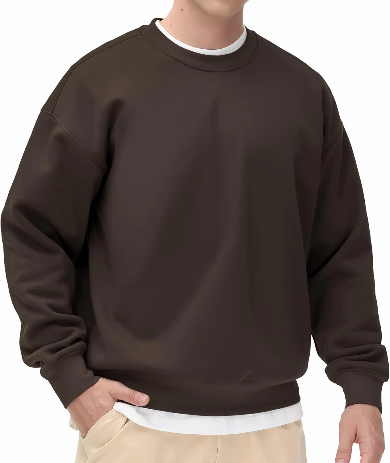 THE GYM PEOPLE Men's Fleece Crewneck Sweatshirt Thick Loose fit Soft Basic Pullover Sweatshirt