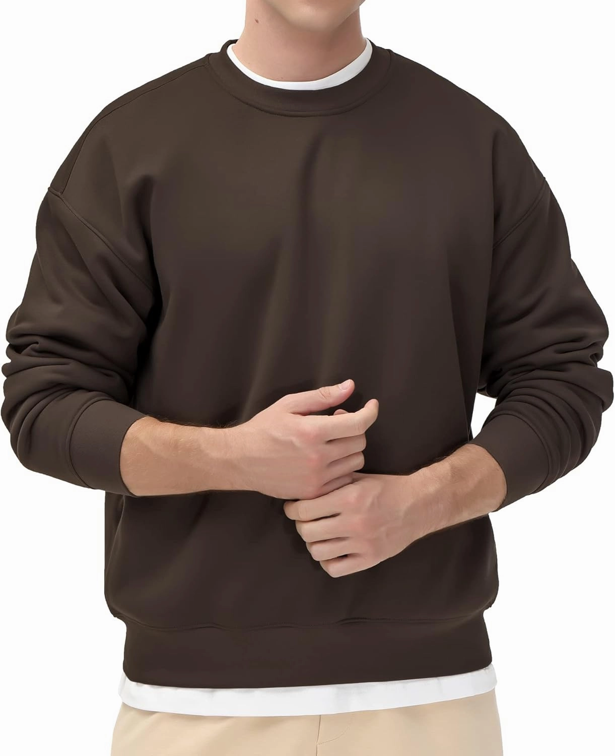 THE GYM PEOPLE Men's Fleece Crewneck Sweatshirt Thick Loose fit Soft Basic Pullover Sweatshirt