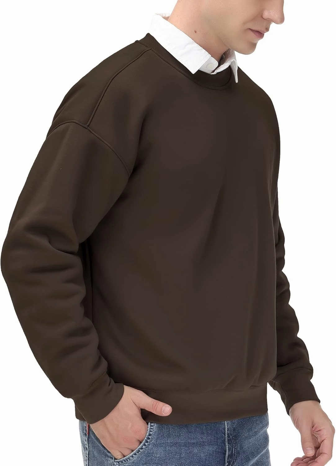 THE GYM PEOPLE Men's Fleece Crewneck Sweatshirt Thick Loose fit Soft Basic Pullover Sweatshirt