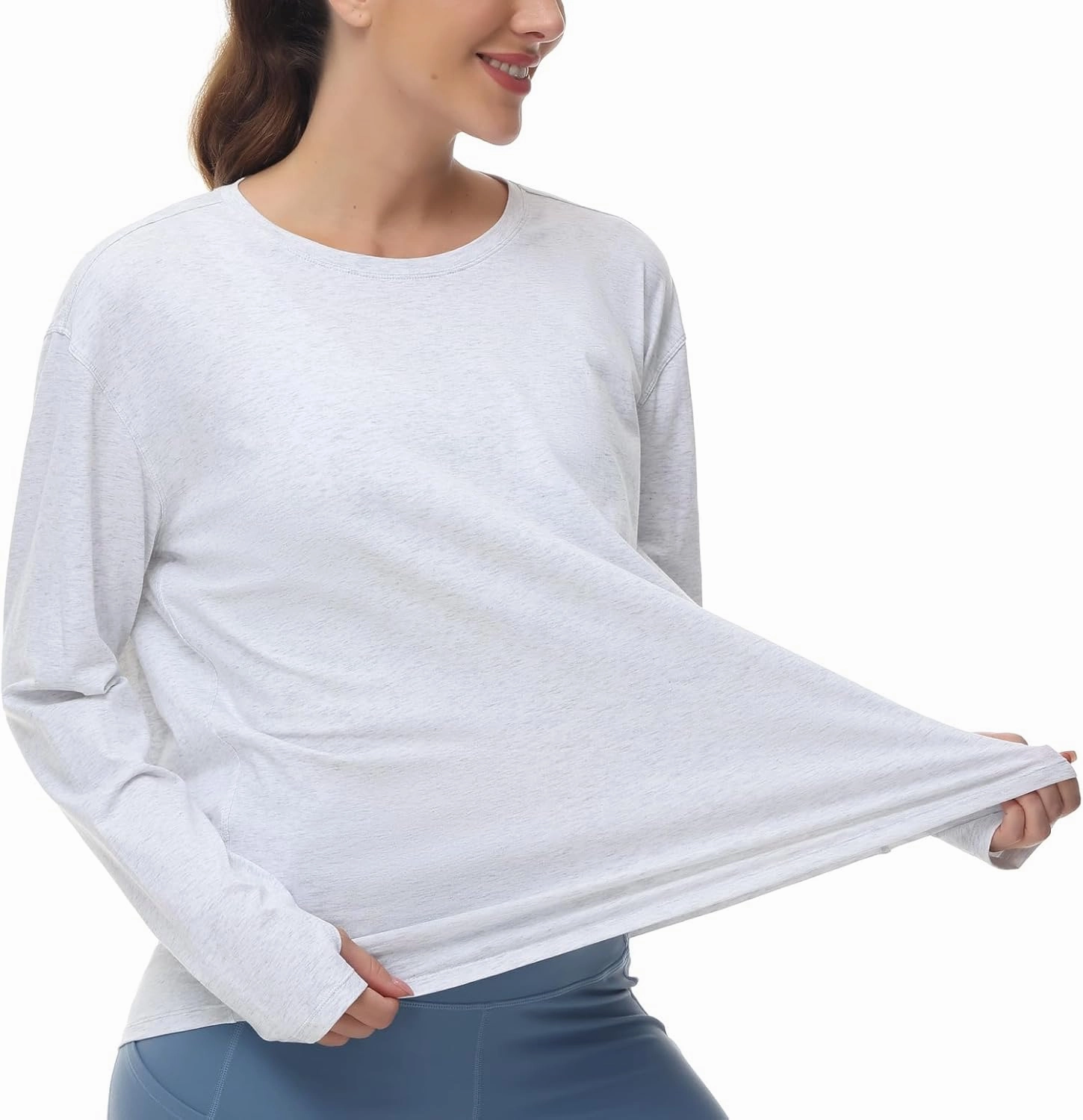 THE GYM PEOPLE Women's Long Sleeve Workout Shirts Back Loose Fit Running Tee Tops with Thumb Hole