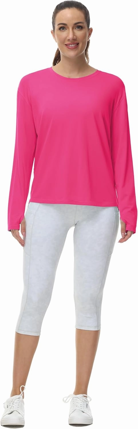 THE GYM PEOPLE Women's Long Sleeve Workout Shirts Back Loose Fit Running Tee Tops with Thumb Hole