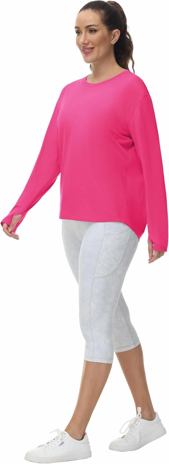 THE GYM PEOPLE Women's Long Sleeve Workout Shirts Back Loose Fit Running Tee Tops with Thumb Hole