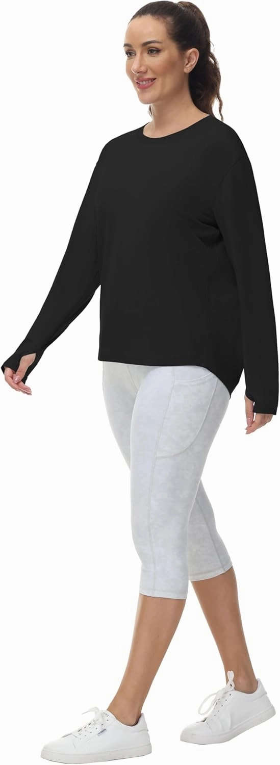 THE GYM PEOPLE Women's Long Sleeve Workout Shirts Back Loose Fit Running Tee Tops with Thumb Hole