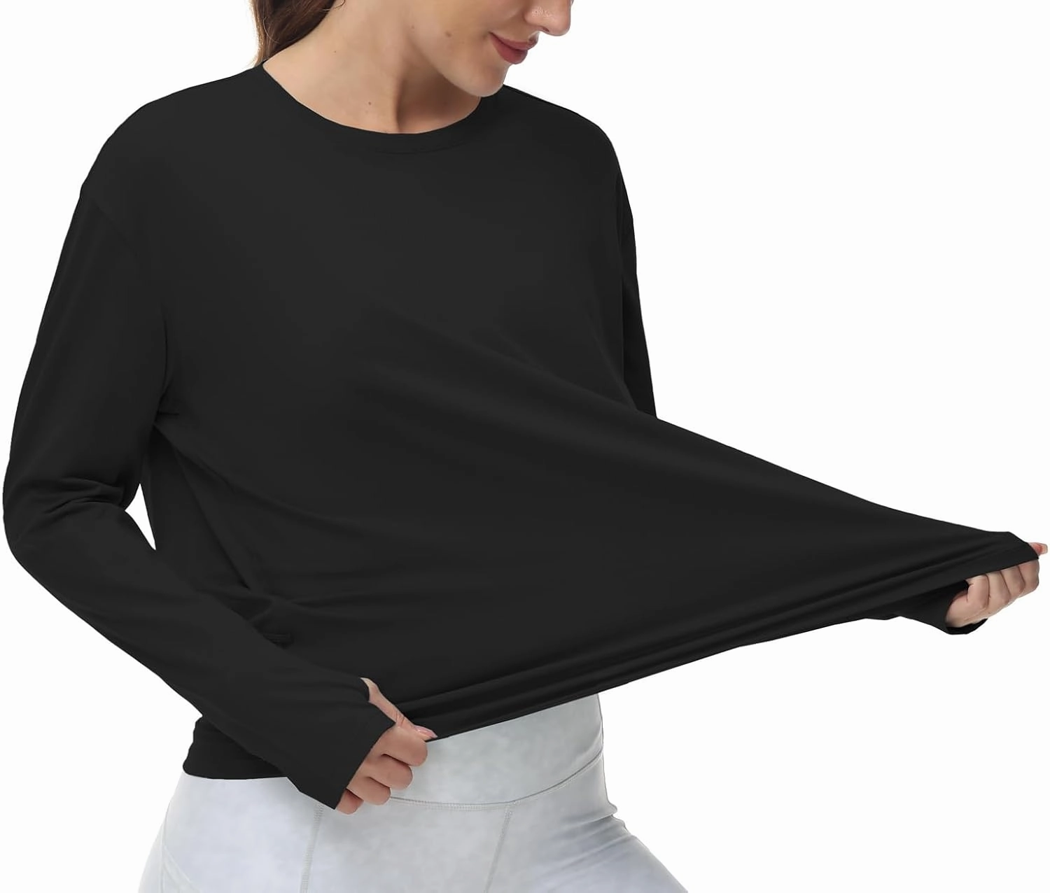 THE GYM PEOPLE Women's Long Sleeve Workout Shirts Back Loose Fit Running Tee Tops with Thumb Hole