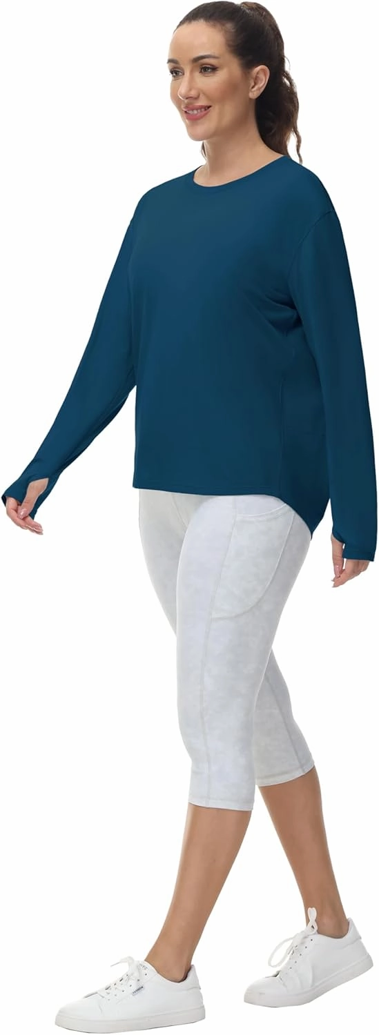 THE GYM PEOPLE Women's Long Sleeve Workout Shirts Back Loose Fit Running Tee Tops with Thumb Hole