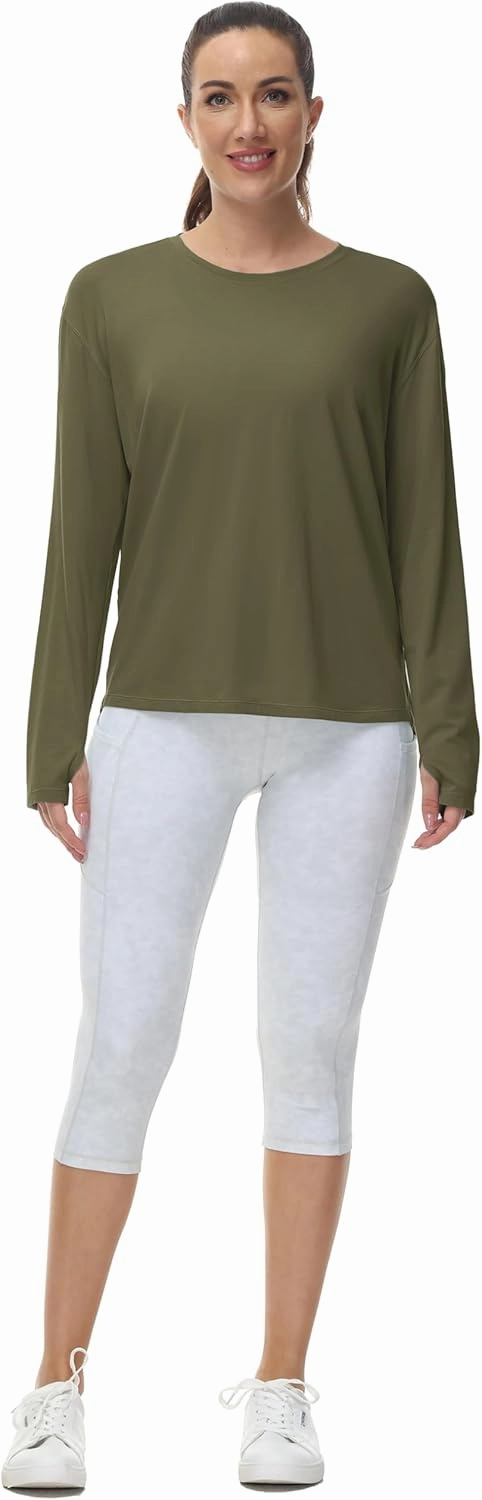 THE GYM PEOPLE Women's Long Sleeve Workout Shirts Back Loose Fit Running Tee Tops with Thumb Hole