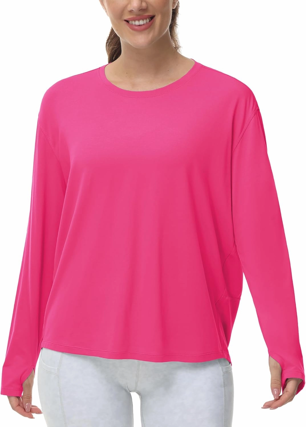 THE GYM PEOPLE Women's Long Sleeve Workout Shirts Back Loose Fit Running Tee Tops with Thumb Hole