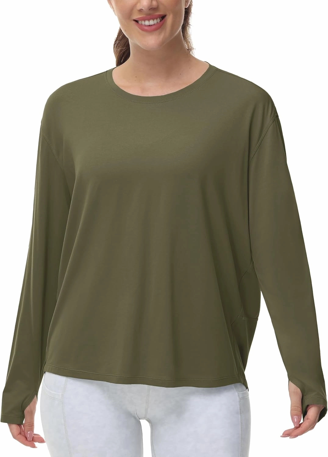 THE GYM PEOPLE Women's Long Sleeve Workout Shirts Back Loose Fit Running Tee Tops with Thumb Hole