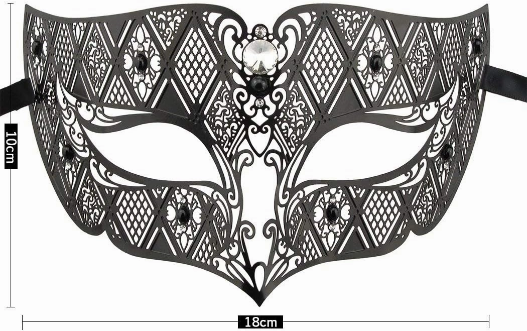 Thmyo Couples Venetian Laser Cut Masquerade Mask,Halloween Mardi Gras Party Mask (Black & black)