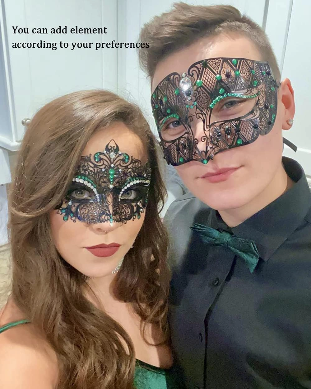 Thmyo Couples Venetian Laser Cut Masquerade Mask,Halloween Mardi Gras Party Mask (Black & black)