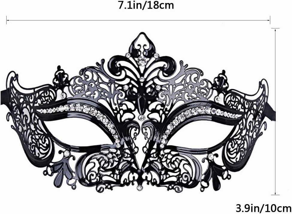 Thmyo Couples Venetian Laser Cut Masquerade Mask,Halloween Mardi Gras Party Mask (Black & black)