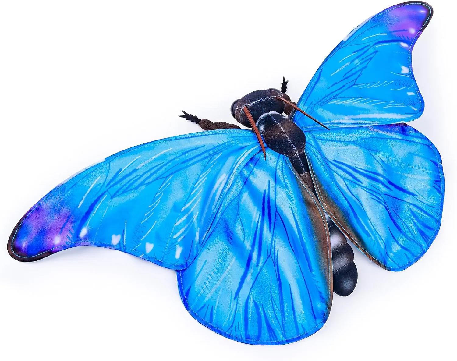 Tiny Heart Blue Morpho Plush Toy Stuffed Animal Realistic Butterfly Plush Toy Lovely Cute Soft Gifts for Kids Bedtime Companion Plushie Collection Interactive Play 11” Blue