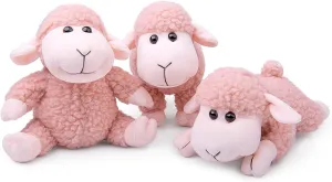 Tiny Heart Lamb Stuffed Animal Sheep Plush Toy 3 Pcs Cute and Super Soft Nursery Home Decor Bedroom Small Gift for Kids Boys and Girls Companions Pink