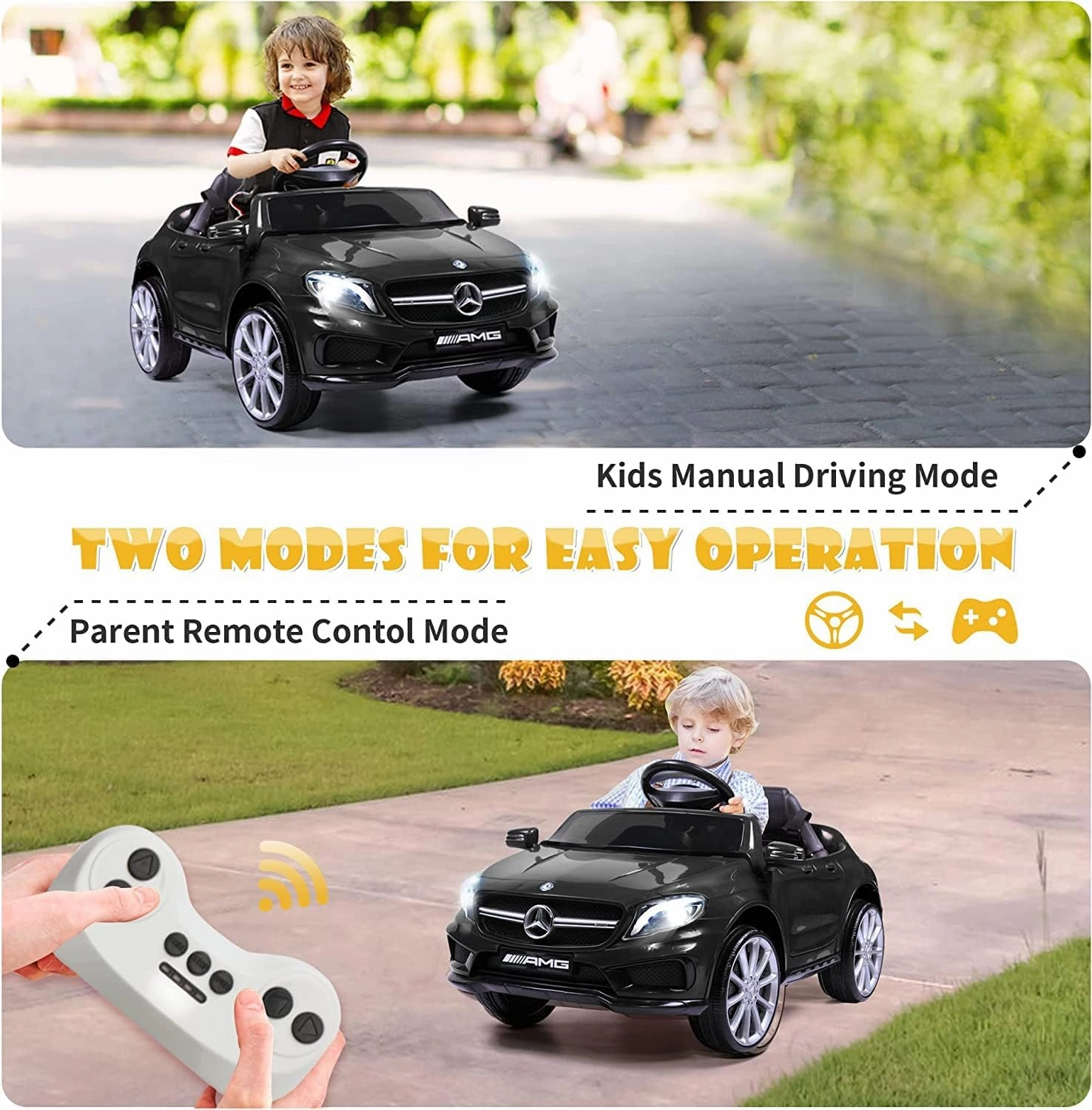TOBBI Licensed Mercedes Benz Electric Car for Kids 3 , Children Ride On Toy with Parental Remote Control, Kids’ Electric Vehicle with Soft Start Design/3 Speed/Radio & LED Lights