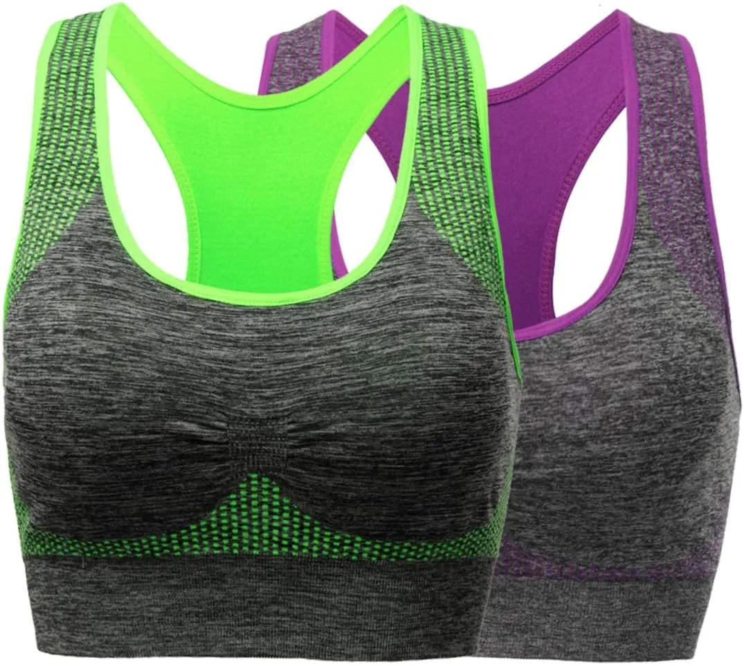 TOBWIZU Sports Bras for Women, Medium Support Yoga Gym Activewear Bras with Pocket