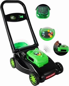 Toddler Lawn Mower with Realistic Grass-Cutting Action and Sounds–No Batteries Required | Kids Lawn Mower，Fun Outdoor Push Toy for Kids (Black)