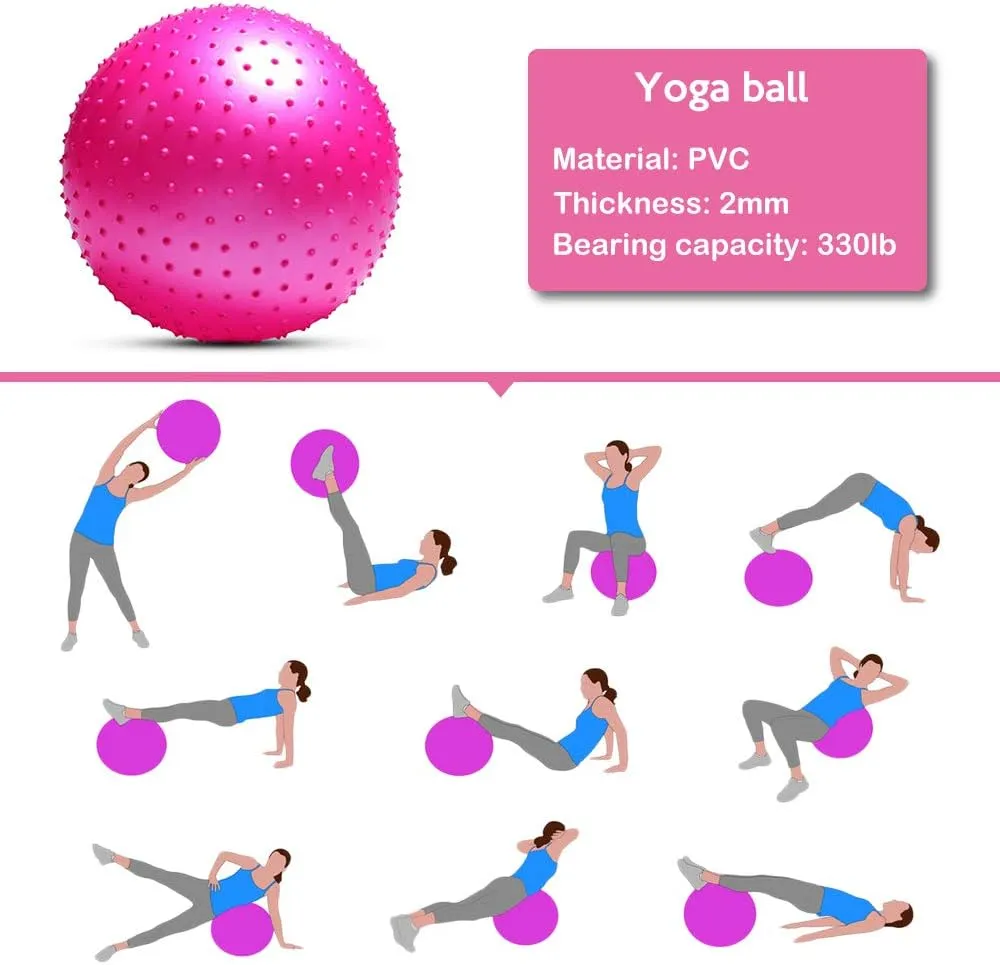 TOMSHOO Anti-Burst Yoga Ball Thickened Stability Balance Ball Pilates Physical Fitness Exercise Ball 55CM / 65CM / 75CM Gift Air Pump