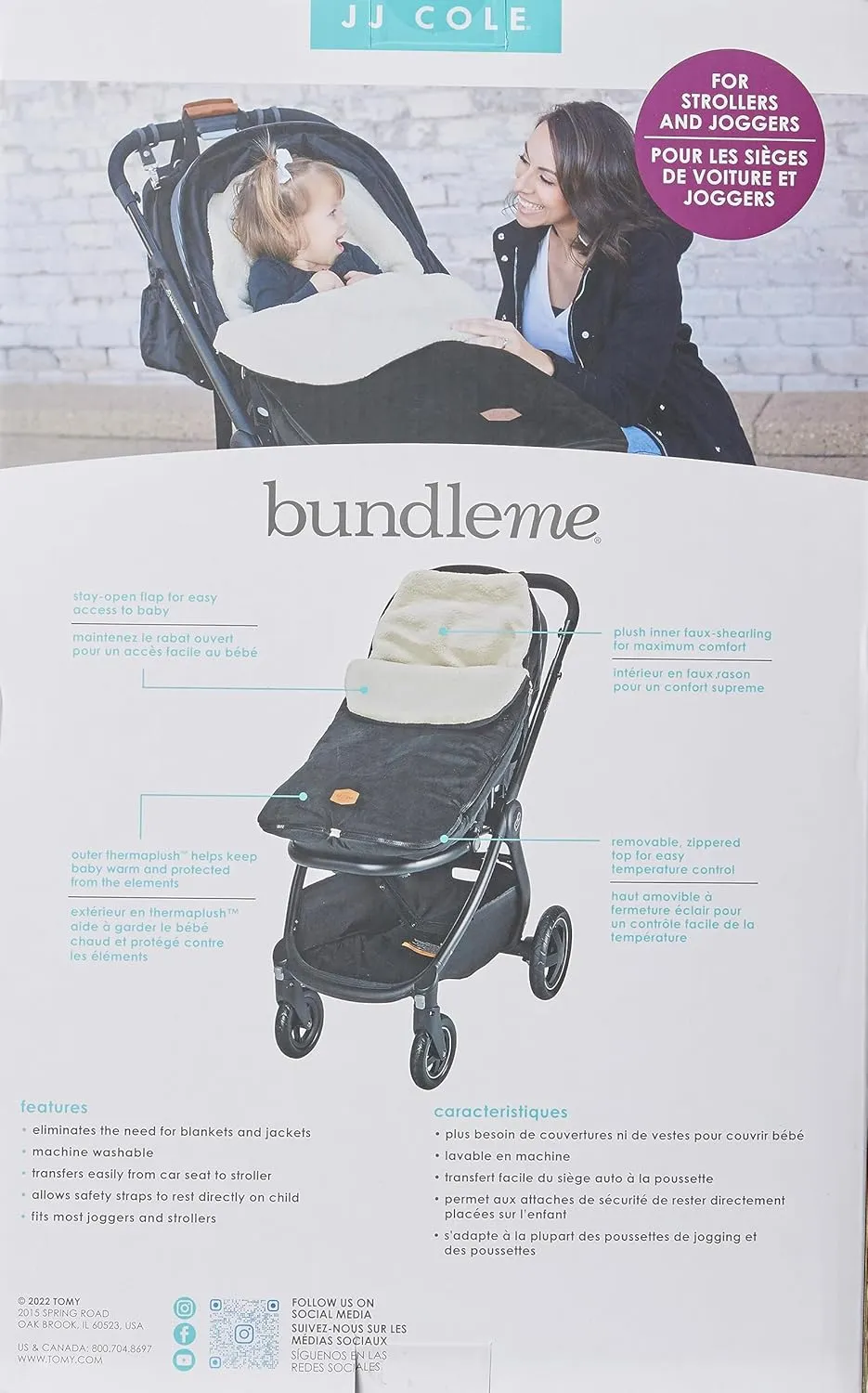 Tomy Cole Bundleme - Original, Toddler Bunting Bag, Winter Protection for Baby Car Seats and Strollers, Black