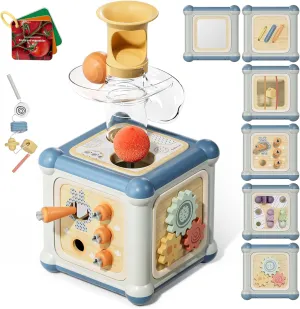 TOP BRIGHT Wooden Activity Cube, 10-in-1 Montessori Toys for Toddlers, Fine Motor Toys for 12-18 Months, Development Educational Learning Toy for 1-3 Year Old Boys Girls